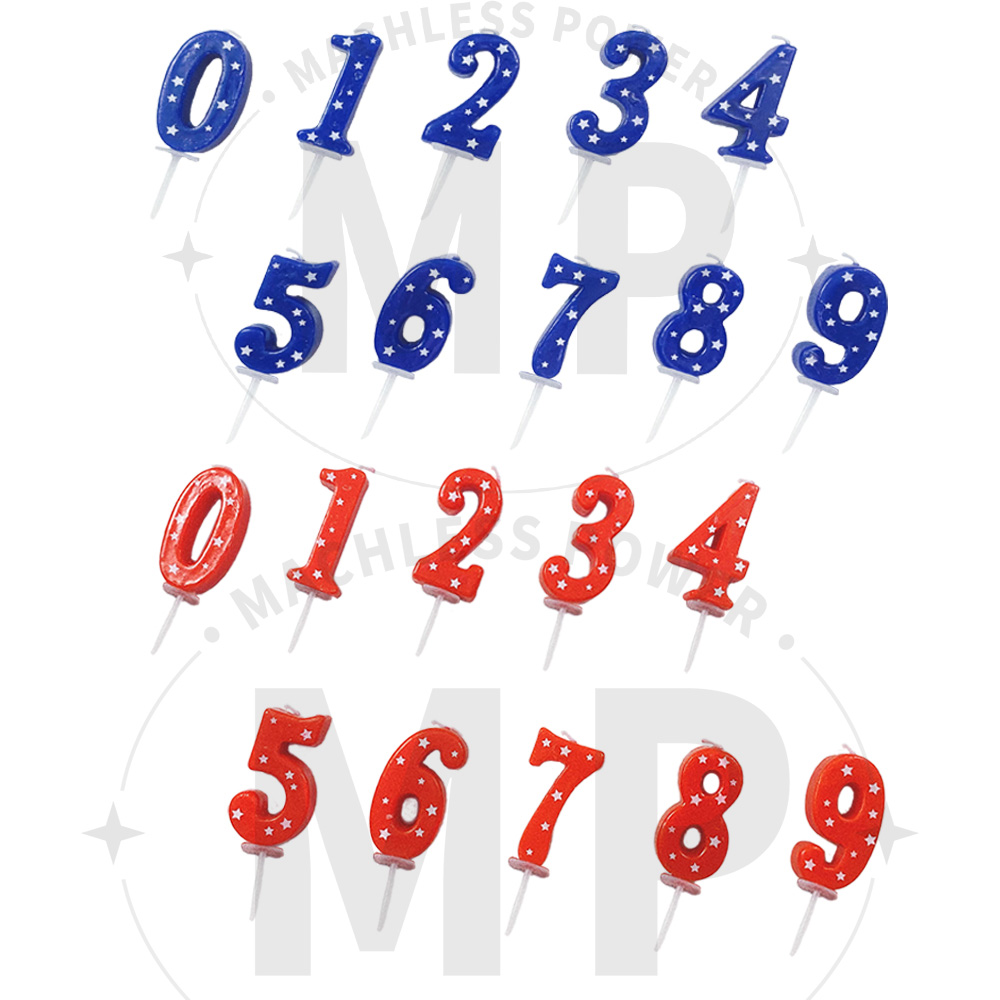 4.5cm Red Blue Number Star Bir - Japanese Candle Wax recension och pris